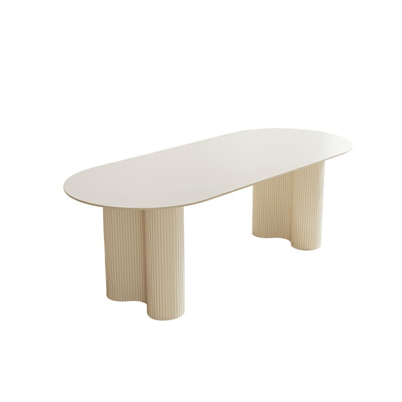 Free Form Stone Kitchen Table with Metal Base for Dining Room, White - image 6