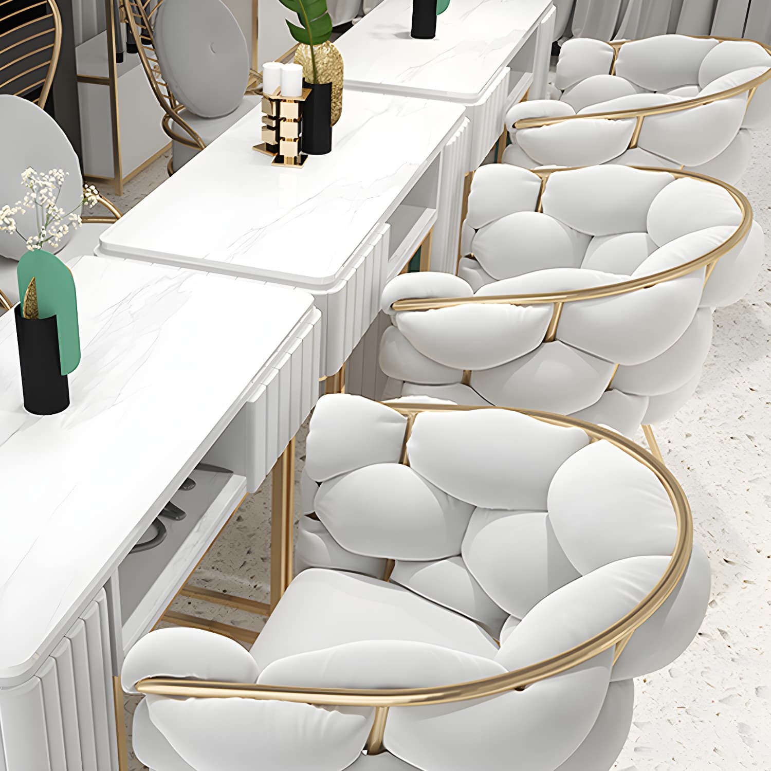 Glam Kitchen Gold Legs Chair Upholstered Dining Armless Chair - image 15