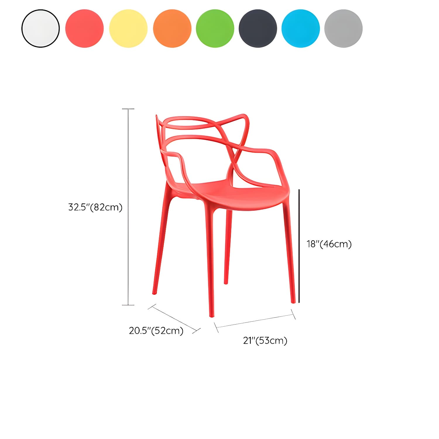 Open Back Dining Arm Chair Modern Indoor-Outdoor Plastic Chair - image 23