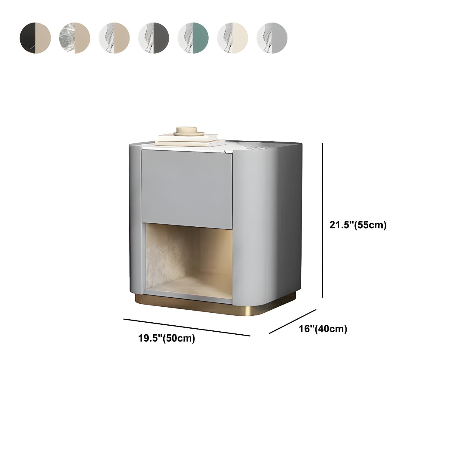 Contemporary Stone Top 1-Drawer, 1 Shelf Nightstand 21.65" Tall Nightstand - image 16