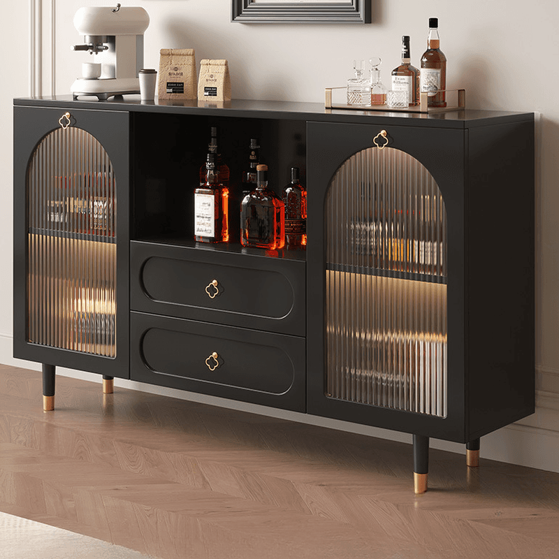 Glamorous Engineered Wood Buffet Table with 2 Drawers, Glass-panel Door and Adaptable Shelf - image 7