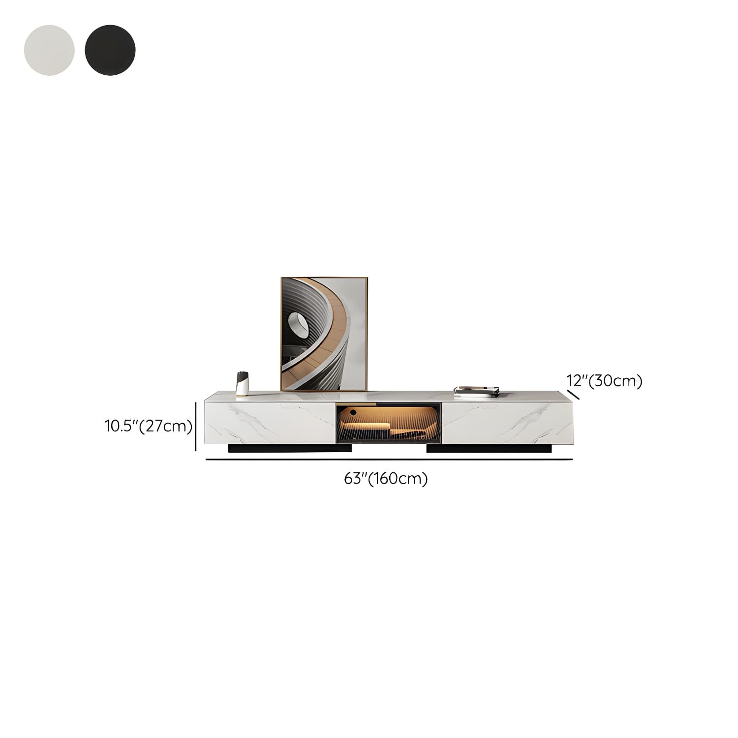 Stone TV Stand Console Contemporary Media Console with Drawers - image 13