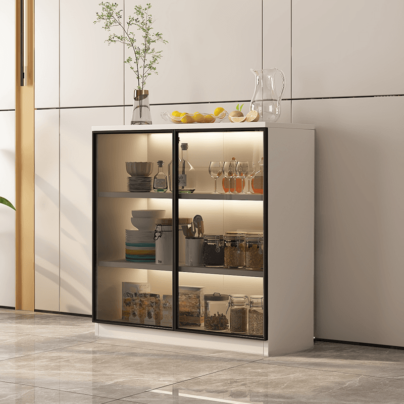 Trendy Sideboard with Cupboard, Narrow/Standard Size, Three Internal Shelves, Composite Wood Countertop, and Glass-panel Door - image 3