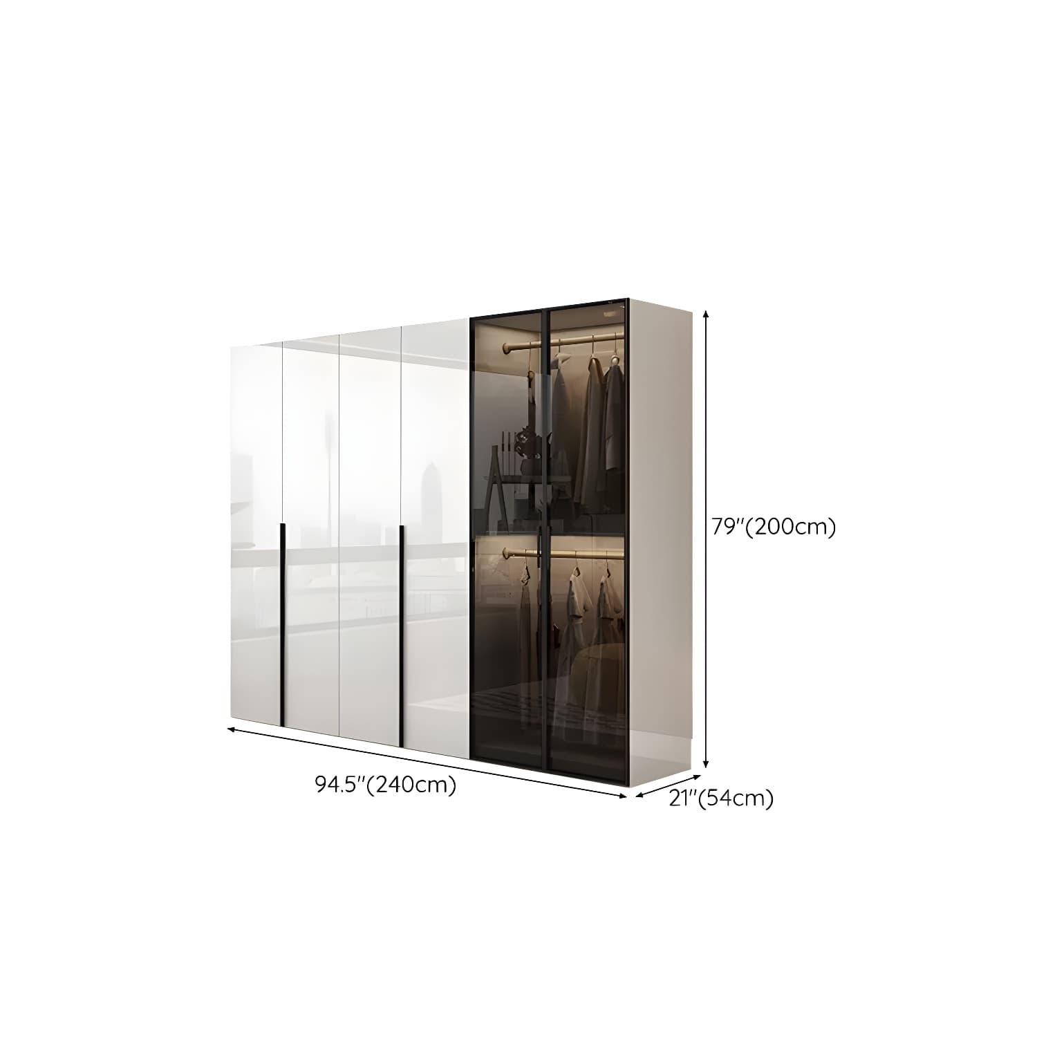 Sleek White Wood Wardrobe Armoire with Soft Close Drawers and Shelves - image 16