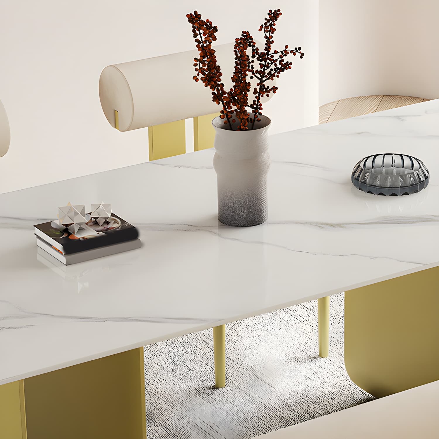 Nordic Rectangle Stone Dining Table 1/5 Pieces Dining Set for Dining Room - image 7