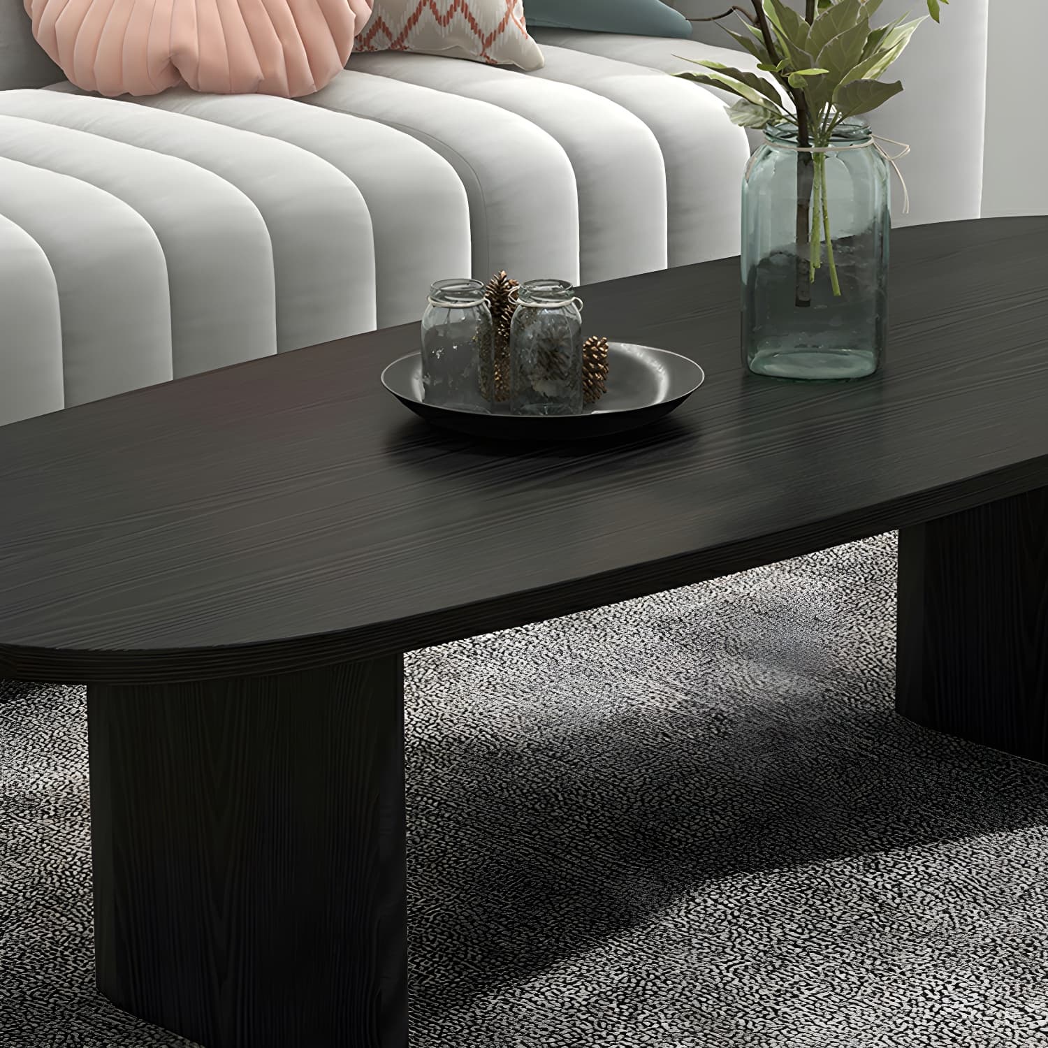 Rectangular Modern Coffee Table with Wood Base - Non-Upholstered - image 13