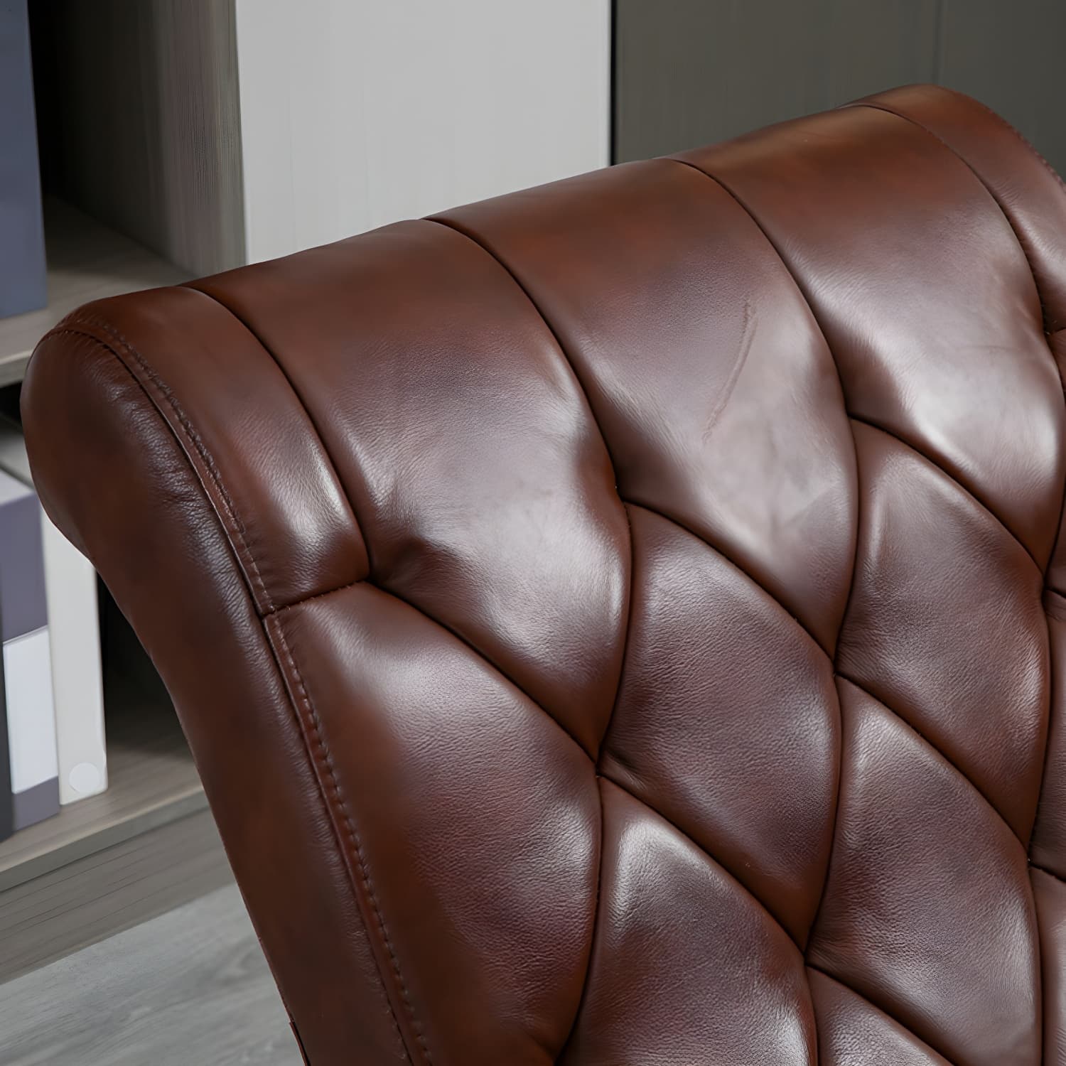 49" Wide Tufted Cushions Solid Wood Leather Rocking Accent Chair - image 13