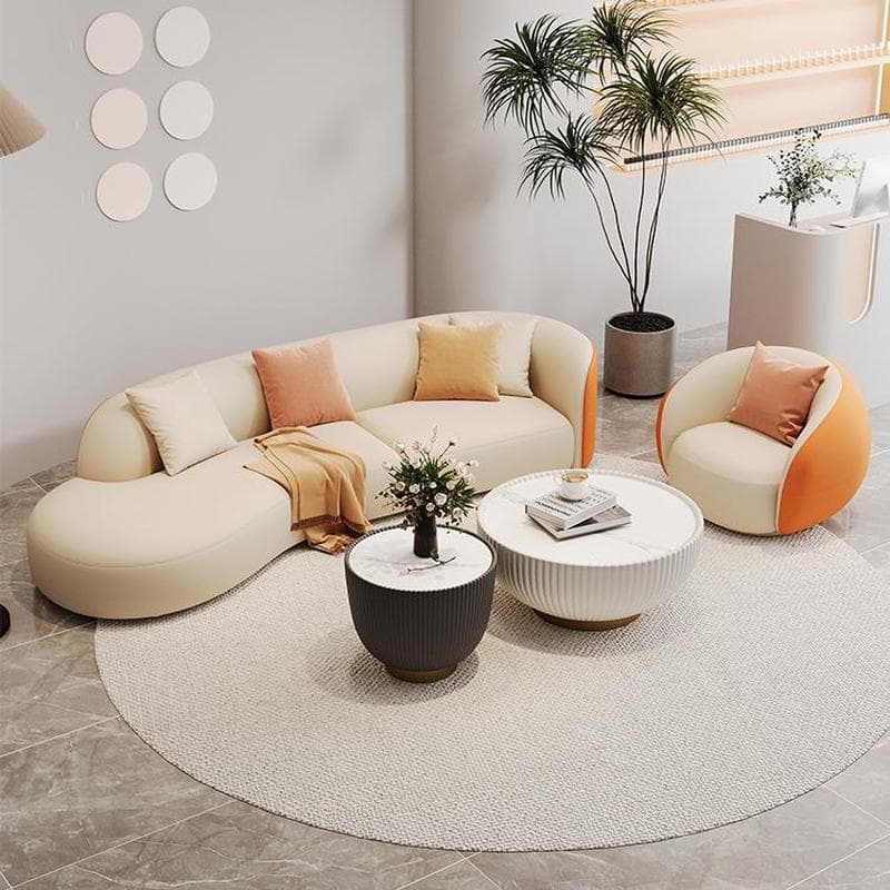 Modern Beige Standard Size Tech Cloth Wood Sectionals Sofa Without Storage or USB Port - image 6