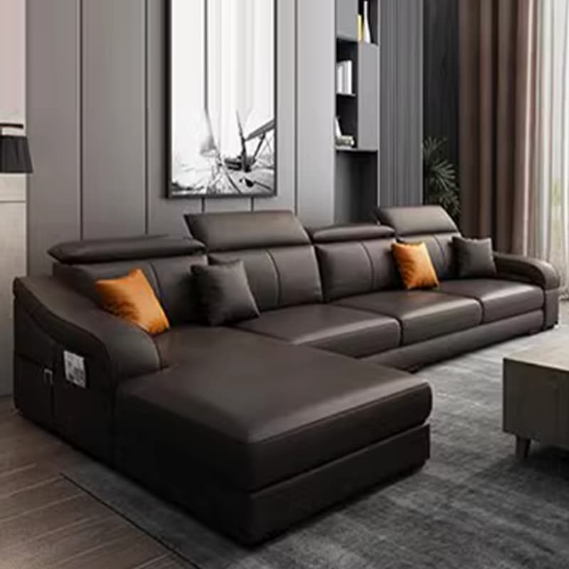 L-Shape Left Sofa Chaise for 5-seater with Sloped Arms in a Trendy Style