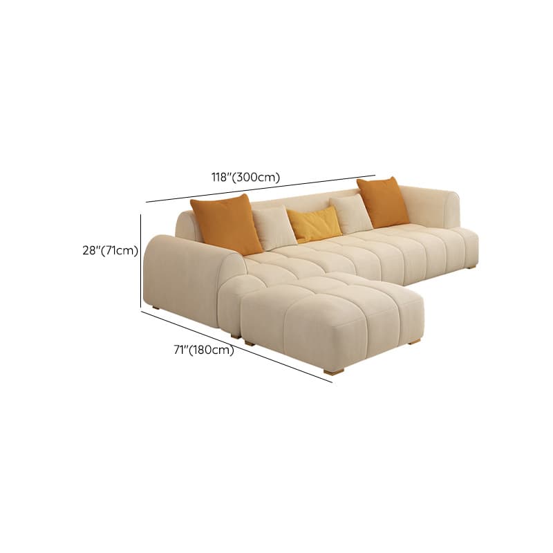 Six-Seated Beige Sectional Sofa: Anti Cat Scratch Fabric, Modern Style, Wood Frame, Tight Back - image 10