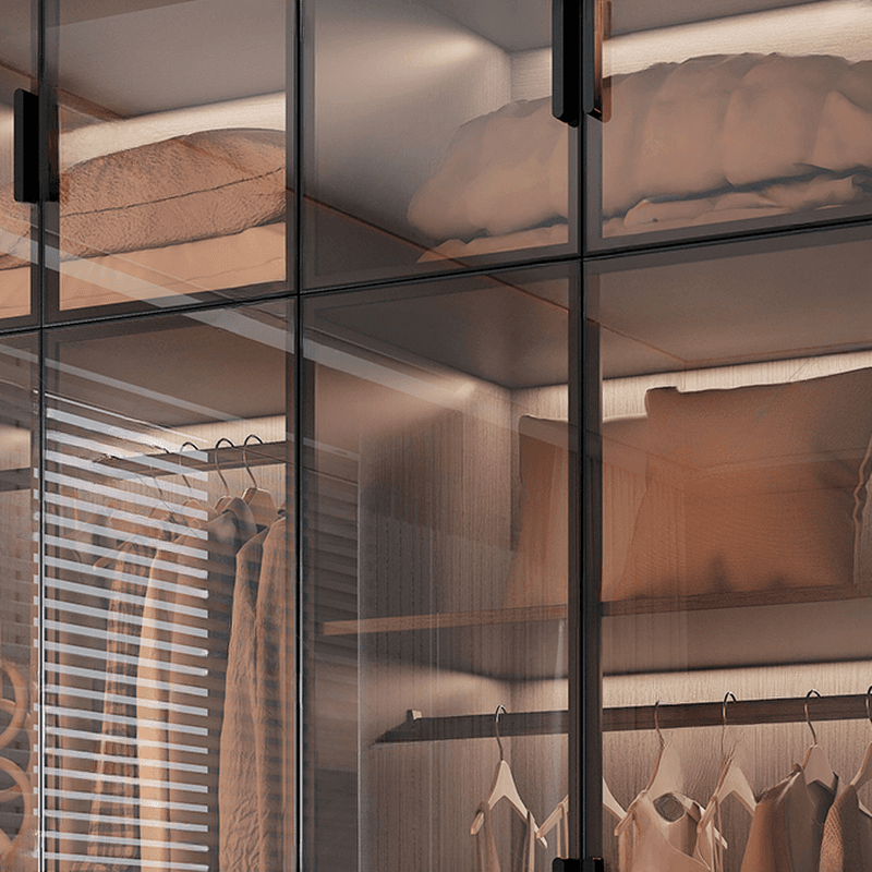 Transparent Simplistic Vitreous Wardrobe Closet with Soft Close Door, Interior Shelves, and Hanging Rod - image 6
