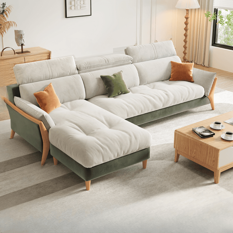 Straight/L-Shape Chalk Sofa/Sofa Chaise with Horizontal/Left Orientation and Standard Foam Seat Fill
