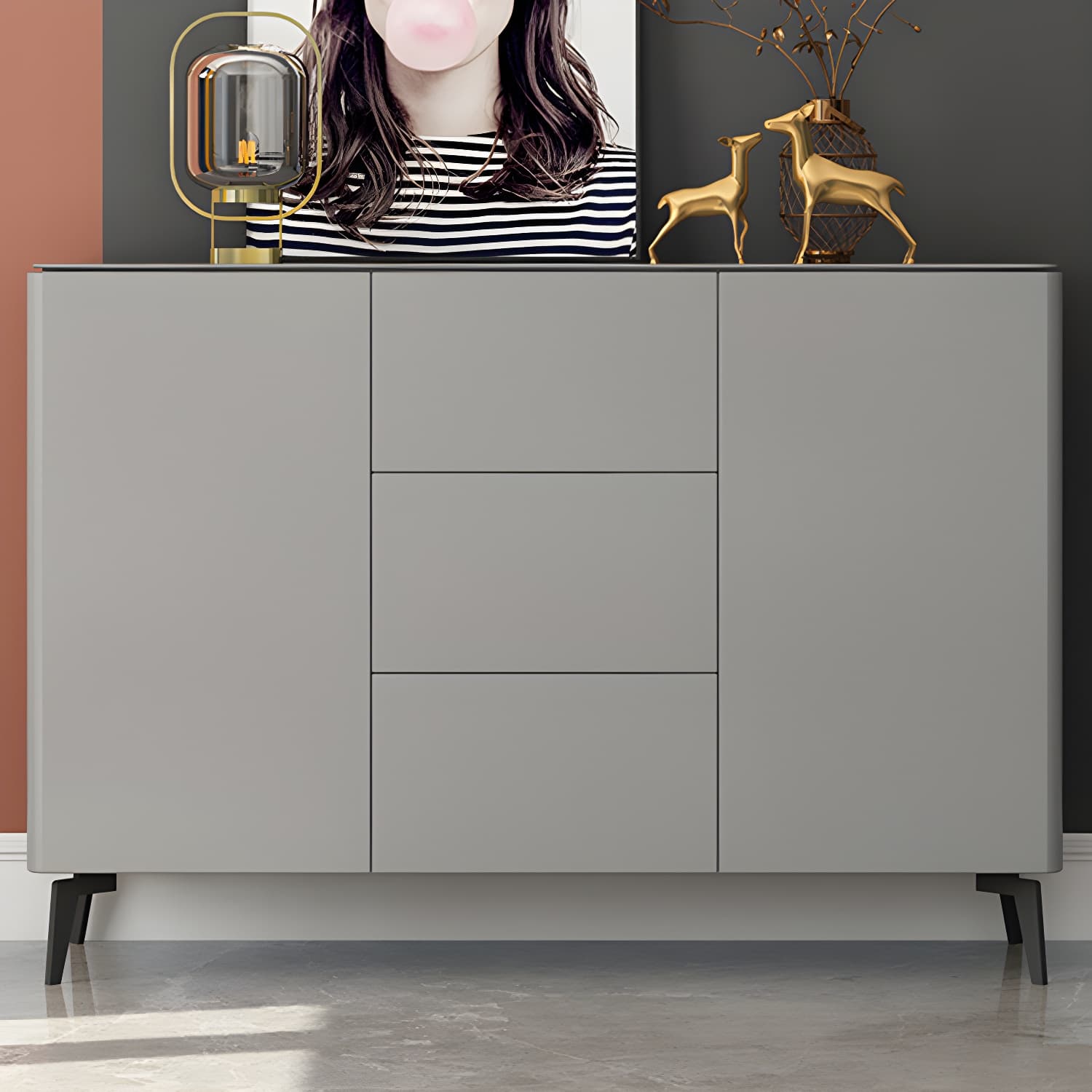 Contemporary Accent Cabinet Square Side Cabinet With Glass Top - image 3