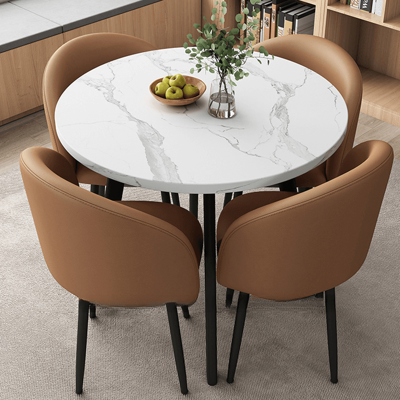 Circular Manufactured Wood Dining Table Set with Upholstered Back, Padded Chair, Arms, Seats 4 - image 10
