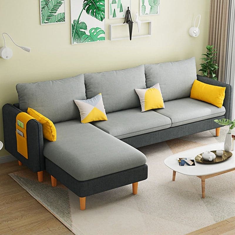 Modern Simple Style L-Shape Natural Wood Reversible Corner Sectional for Living Space - image 6