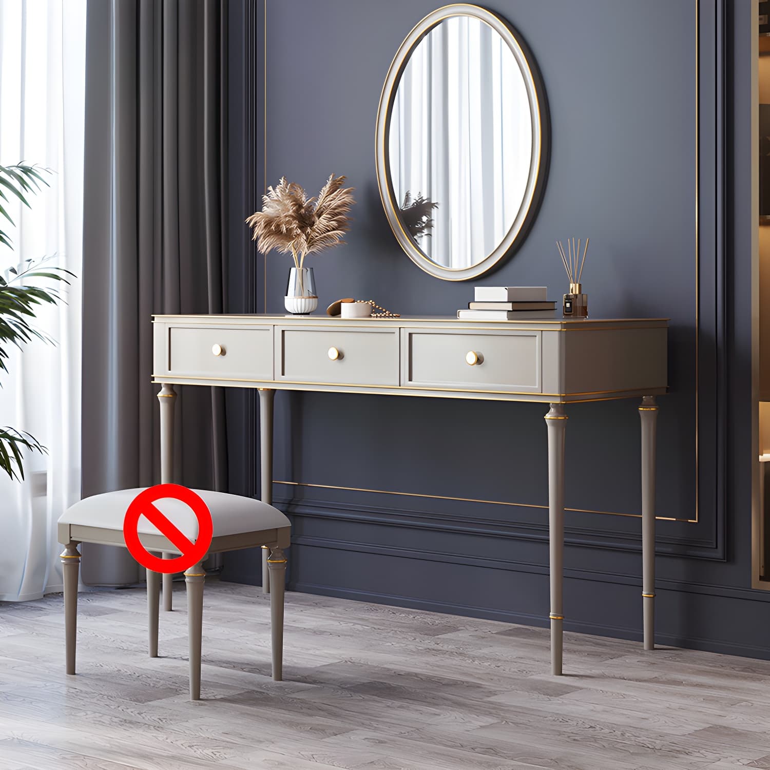 Mirror & 3 Drawers Makeup Vanity Dressing Table Solid Wood Dresser - image 13