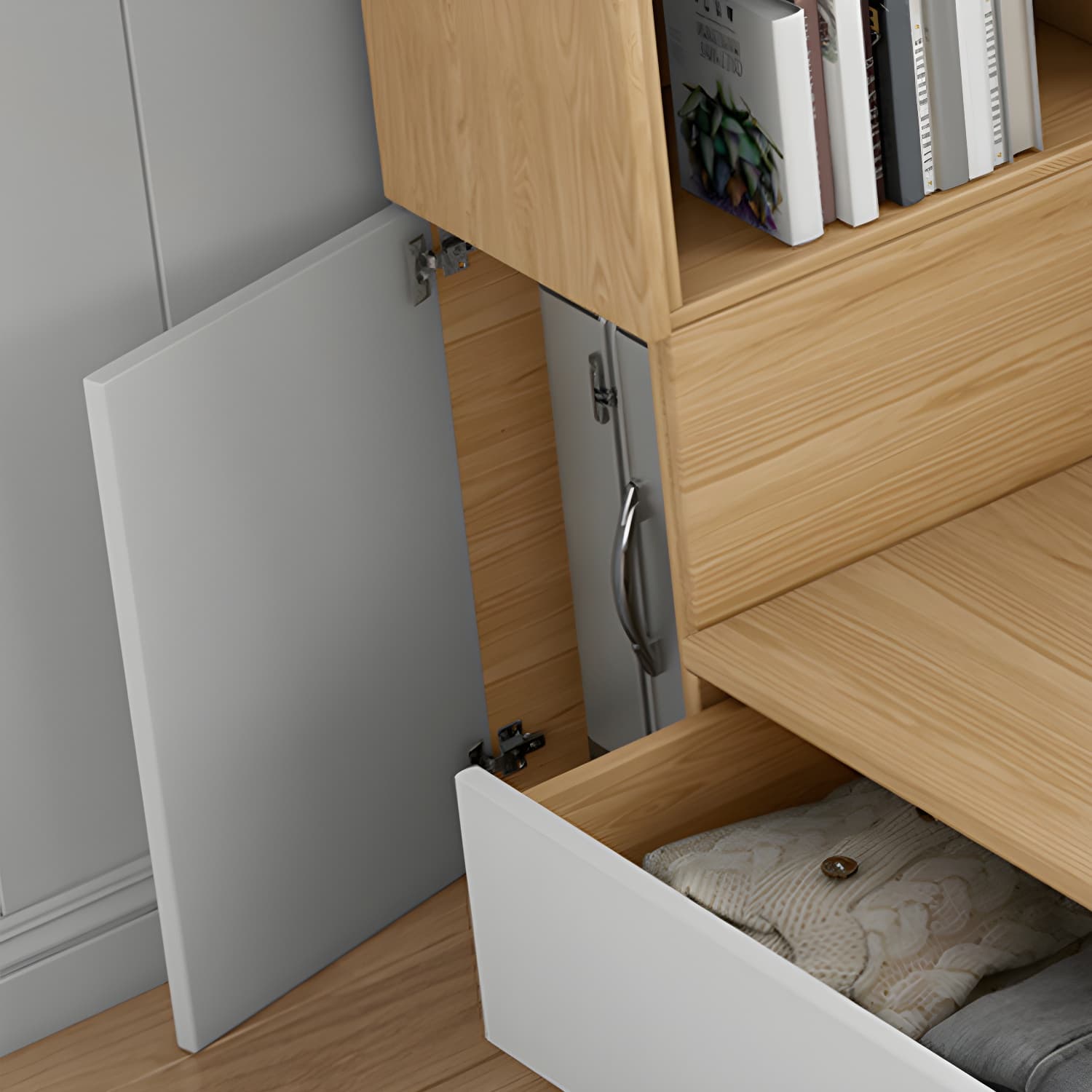 Modern Wood Platform Bed Frame Natural No Distressing Bookcase - image 6