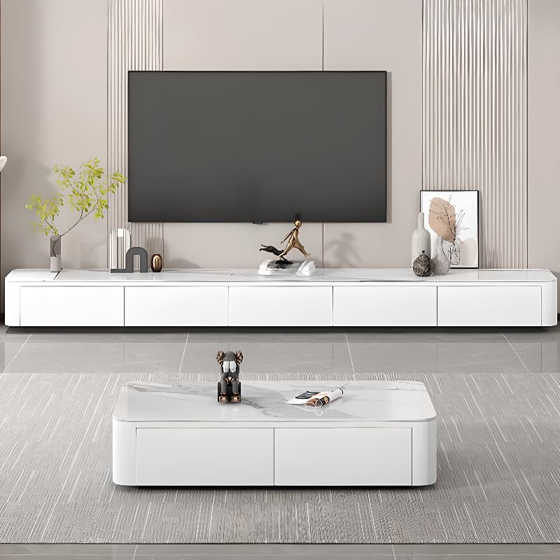 5-Drawer/3 Drawers/4-Drawer Simplistic Stone TV Stand in White/ Gray - image 5