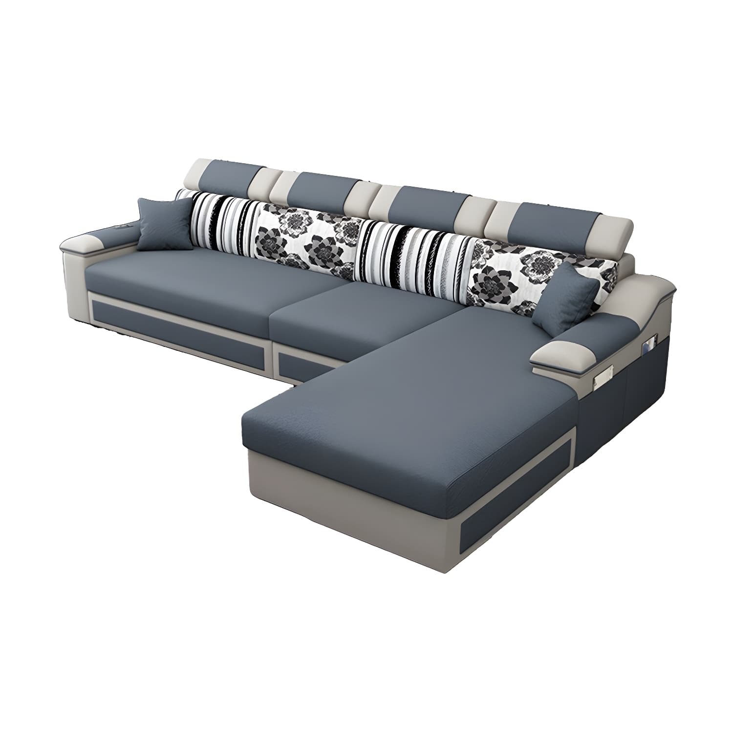 Modern Reversible L-Shape Wood Modular Sofa Chaise with Pillow Top Arm - image 12