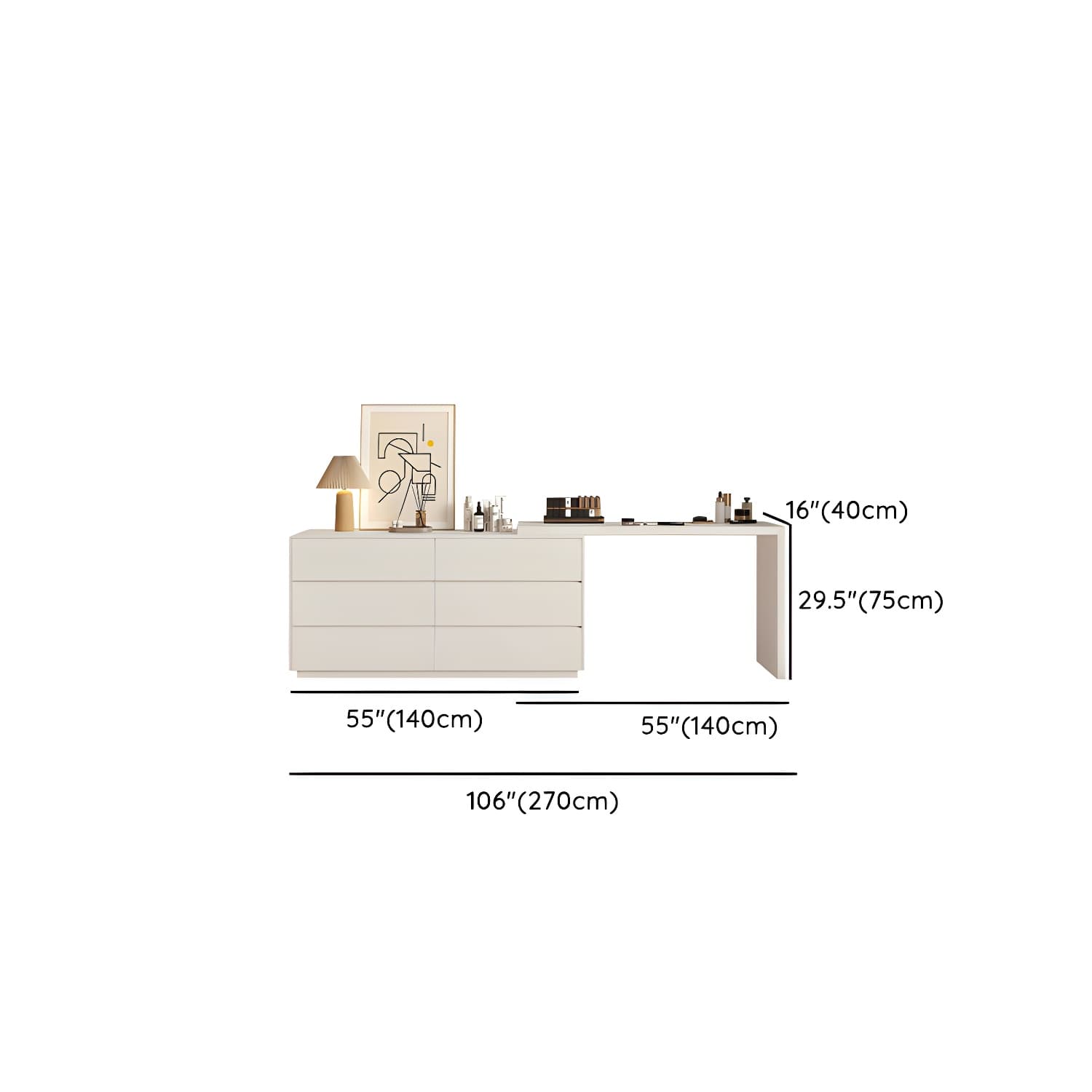Modern Wood Vanity with Drawers, Large Size, Soft Close Glides, 40cm Width, 75cm Height - image 17