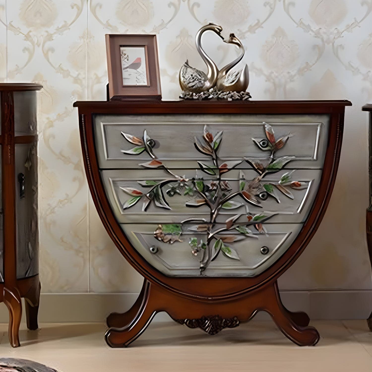 Rustic Wood Chest Vertical Chest with Drawers for Living Room - image 4