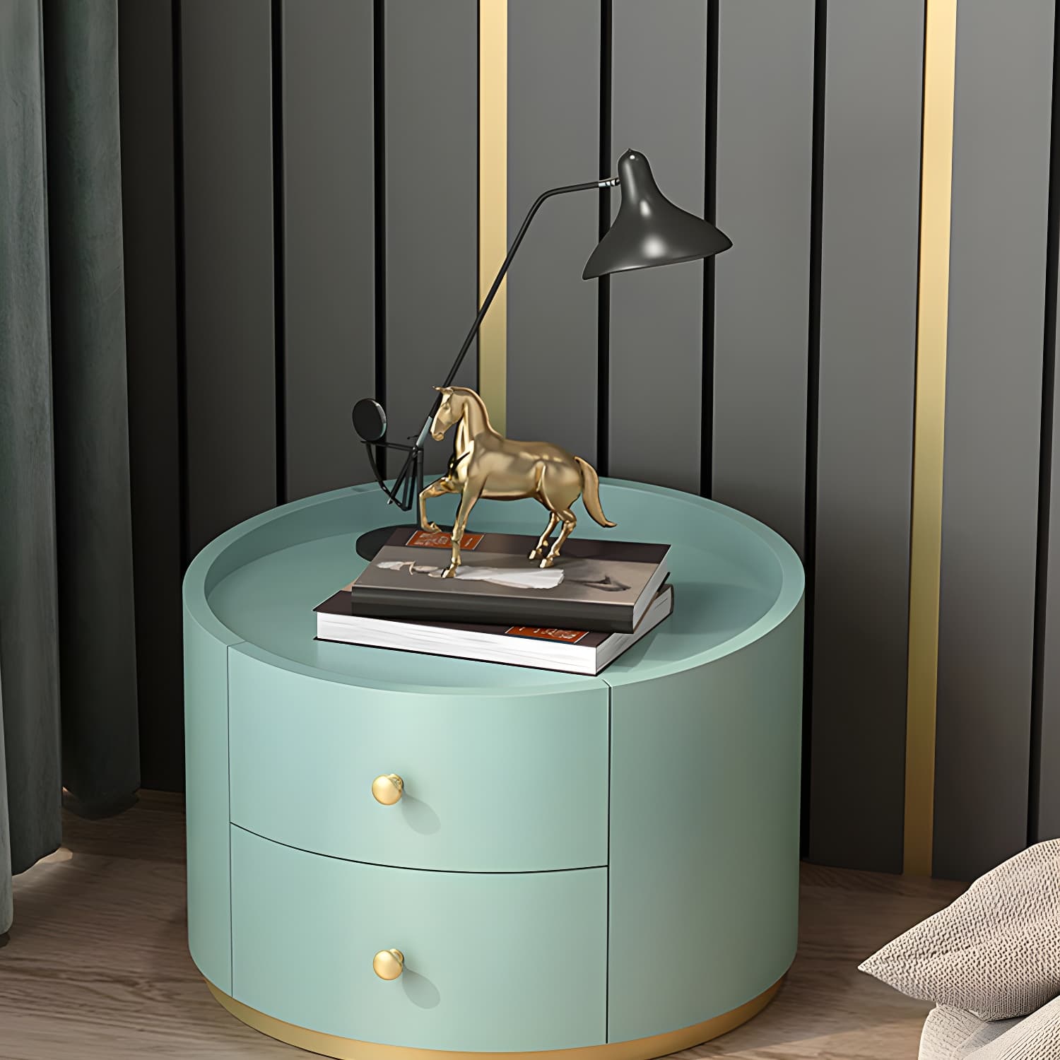 Glam Solid Wood Nightstand Drawer Storage 2 Drawer Night Table 16.9" Tall - image 8