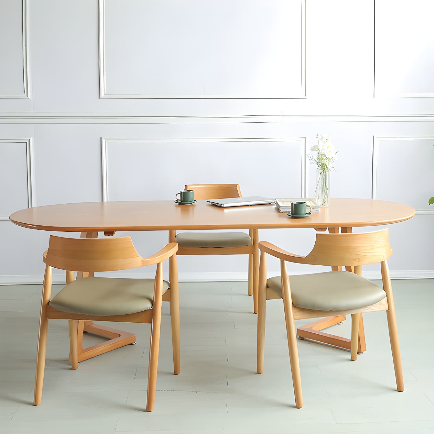 Modern Rectangle 1/2/5/7 Pieces Dining Set Solid Wood Dining Table with Chairs - image 13