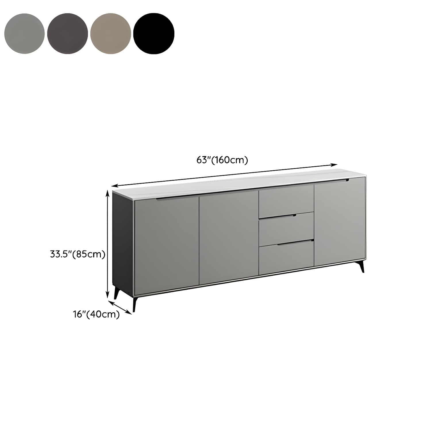 Modern Wood Sideboard with 3 Drawers and 3 Doors - Overall Dimensions 40cm W x 85cm H - image 15