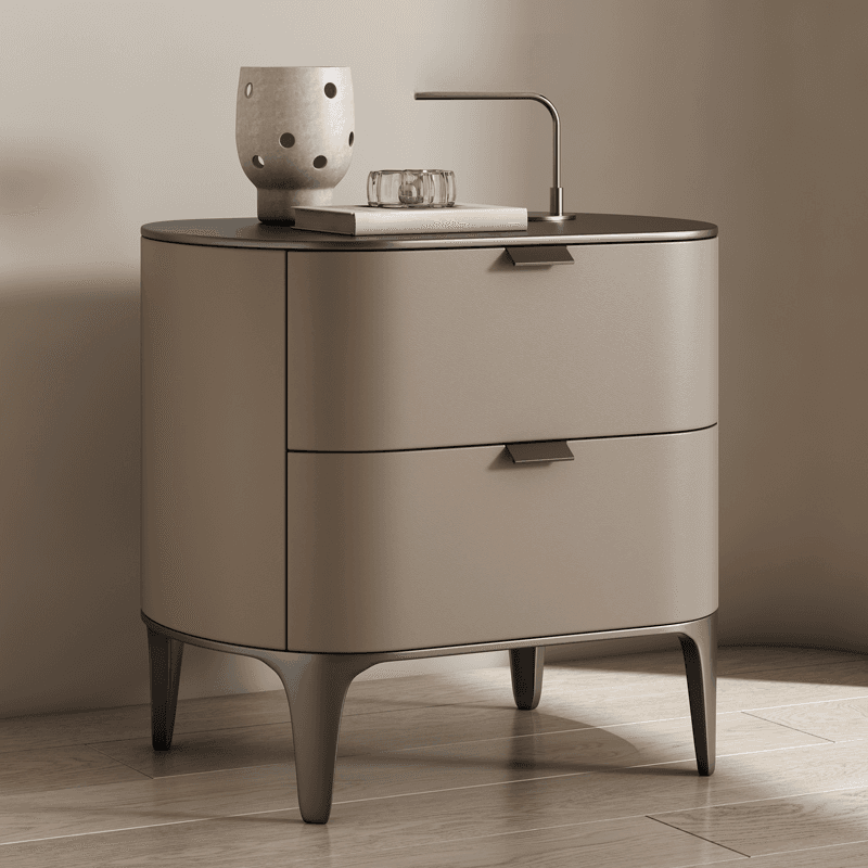 Stylish Drawer Storage Nightstand with 2 Drawers, Lumber Countertop, and Leg - image 7