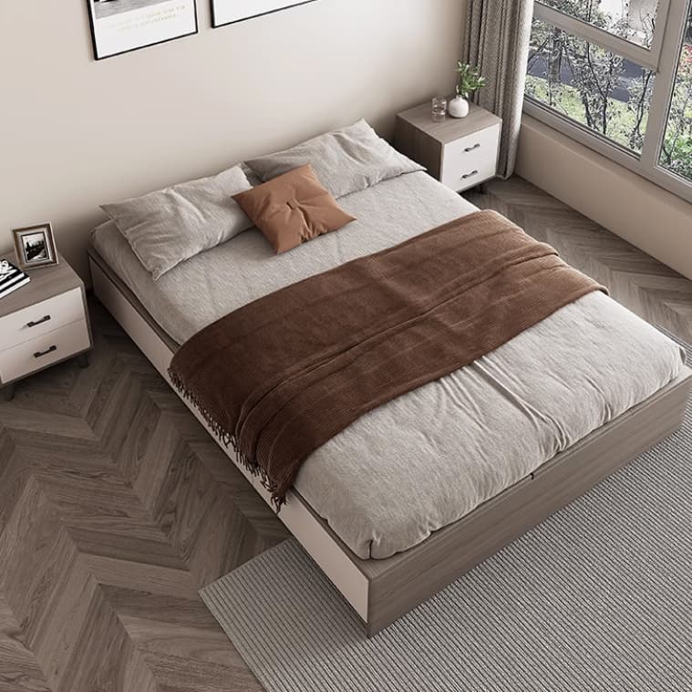 Brown Wood Lift Up Storage Bed with 3 Drawers and Solid Color Design - image 3