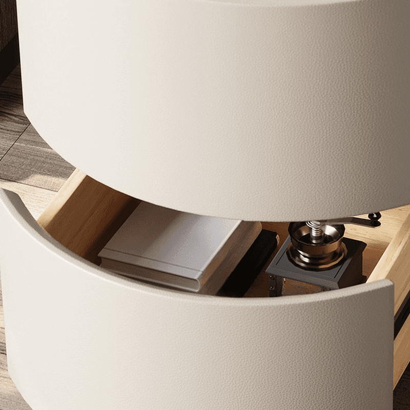 Minimalist 2 Tiers Round Nightstand with Stone Countertop - image 11