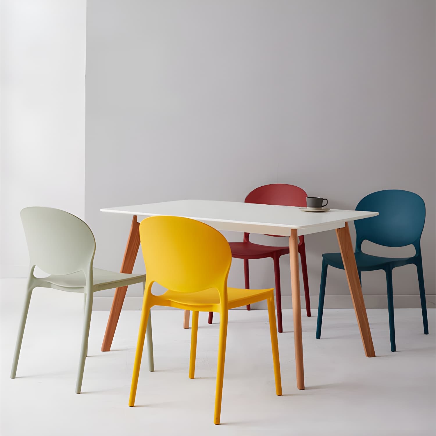 Modern Style Stackable Plastic Chair Open Back Dining Side Chair (Set of 4) - image 21