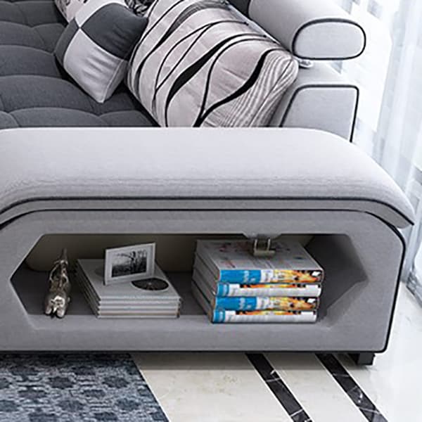 Modern Wooden U-Shape Reversible Modular Corner Sectional Set with Storage and Ottoman - image 16