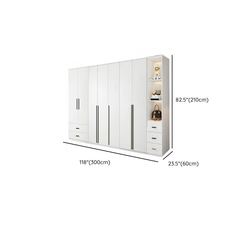White Lumber Detached Wardrobe Closet with Soft Close Drawer, Door, Interior Shelves, and Clothing Rod - image 45