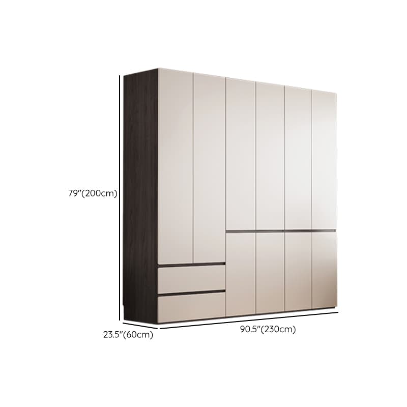 White Minimalist Manufactured Wood Independent Wardrobe Closet with Soft Close Drawer, Soft Close Door, and Interior Shelves - image 31