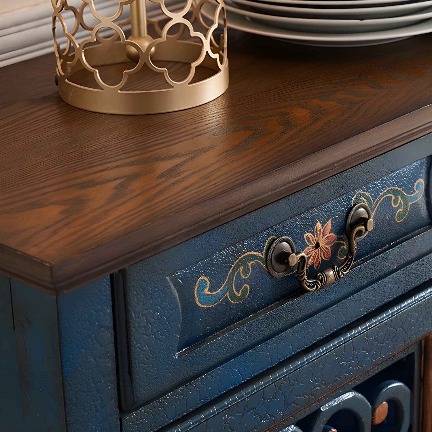 Industrial Cabriole Legs Storage Cabinet Solid Wood Storage Cabinet - image 13