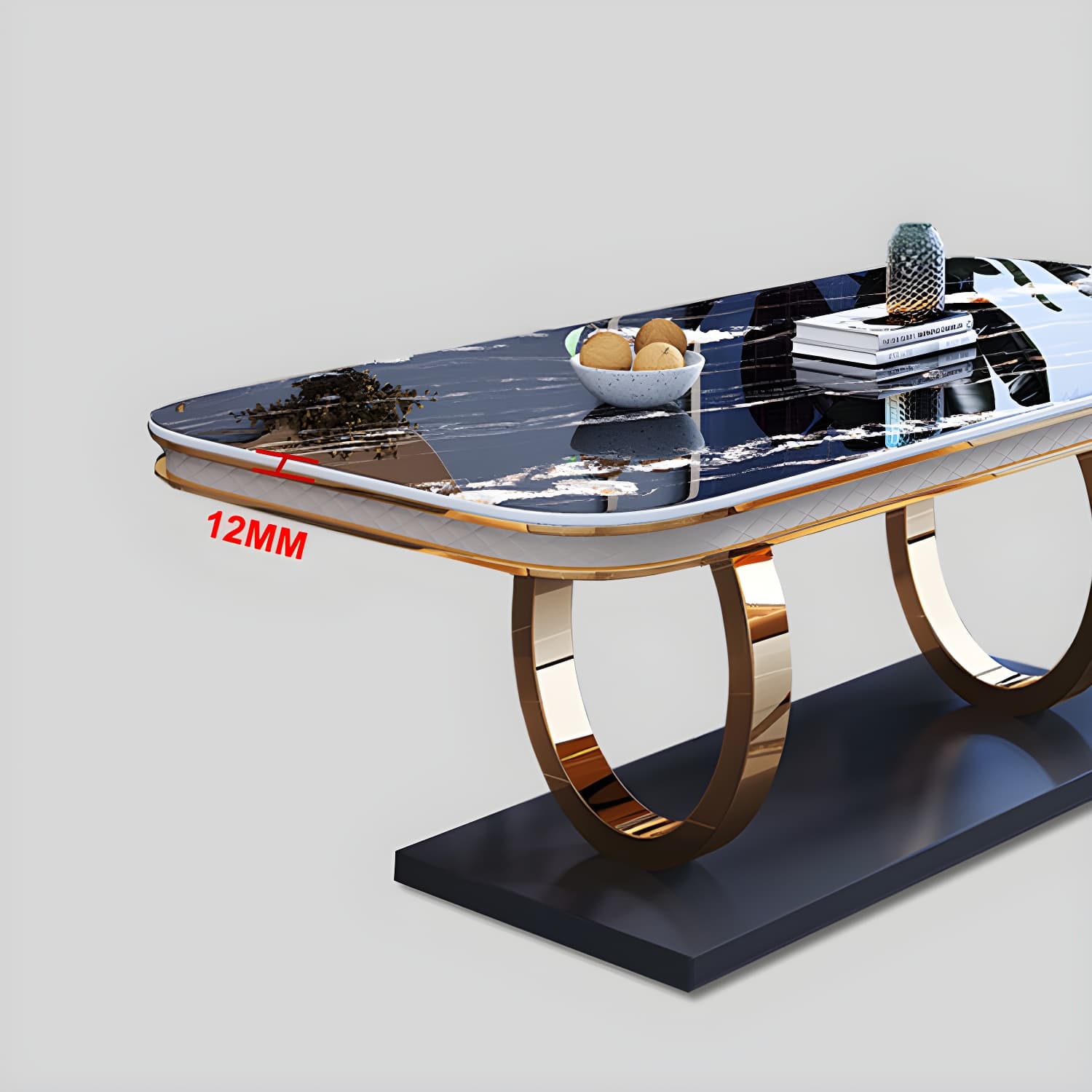 Stone Top Dining Table Traditional Luxury Table with Pedestal Base in Gold - image 7
