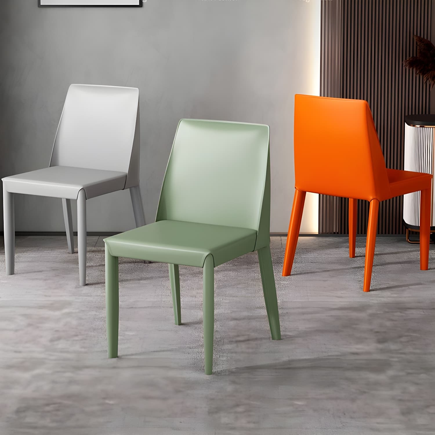 Modern Leather Dining Chair Parsons Furniture with Steel Legs in Matte Finish for Home - image 20