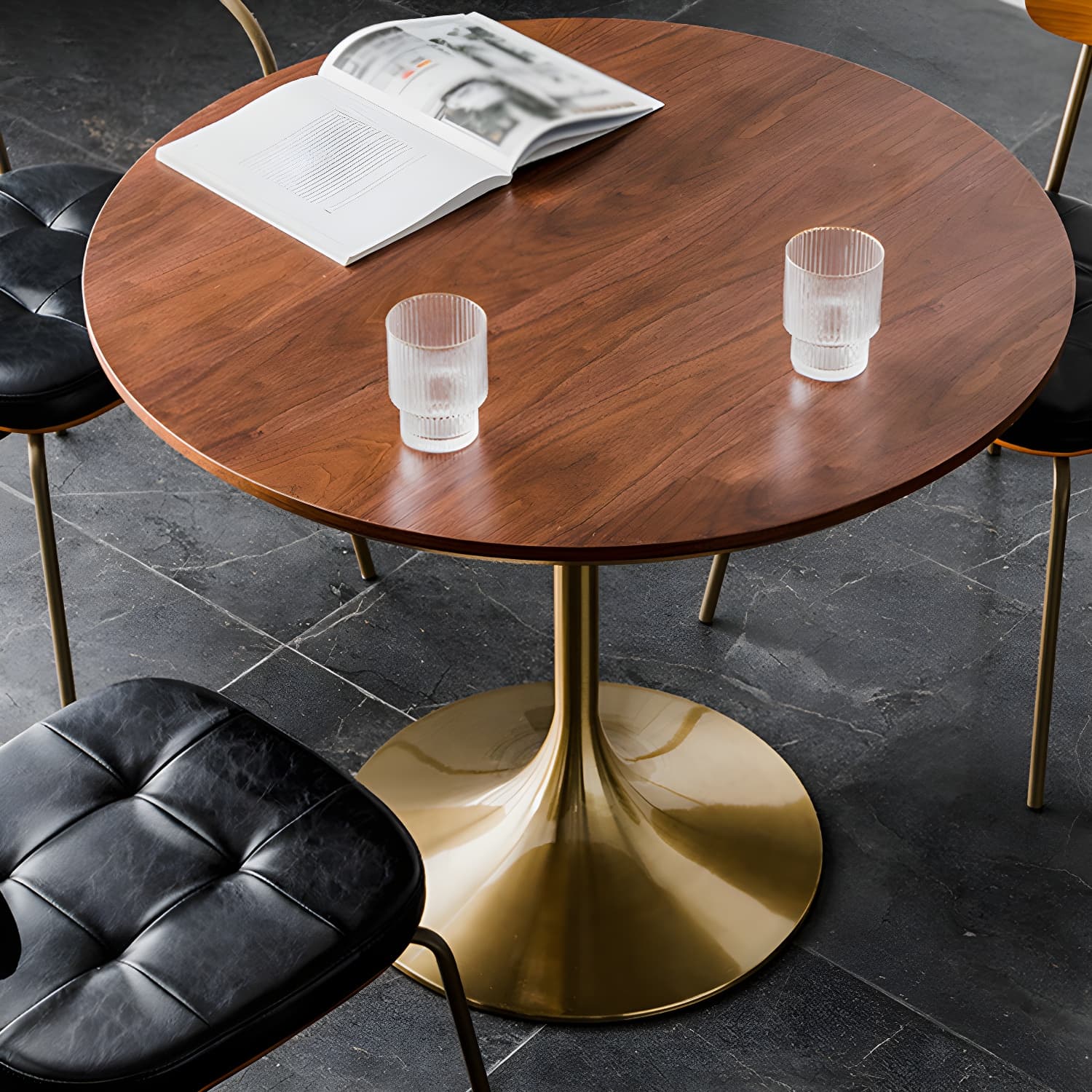Modern Round Wood Dining Table Tulip Base Home Kitchen Dinner Dining Table - image 6