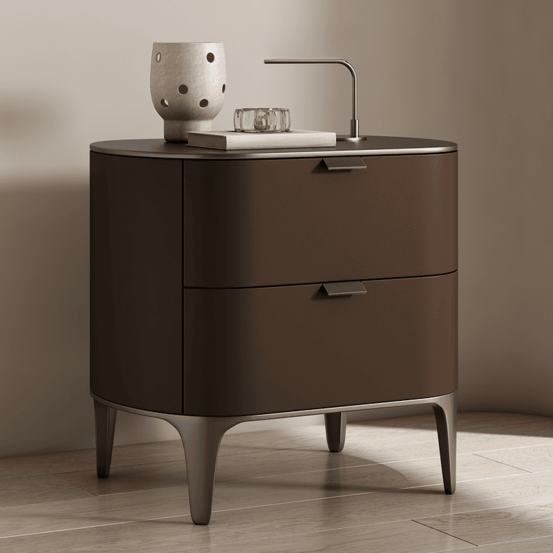 Stylish Drawer Storage Nightstand with 2 Drawers, Lumber Countertop, and Leg