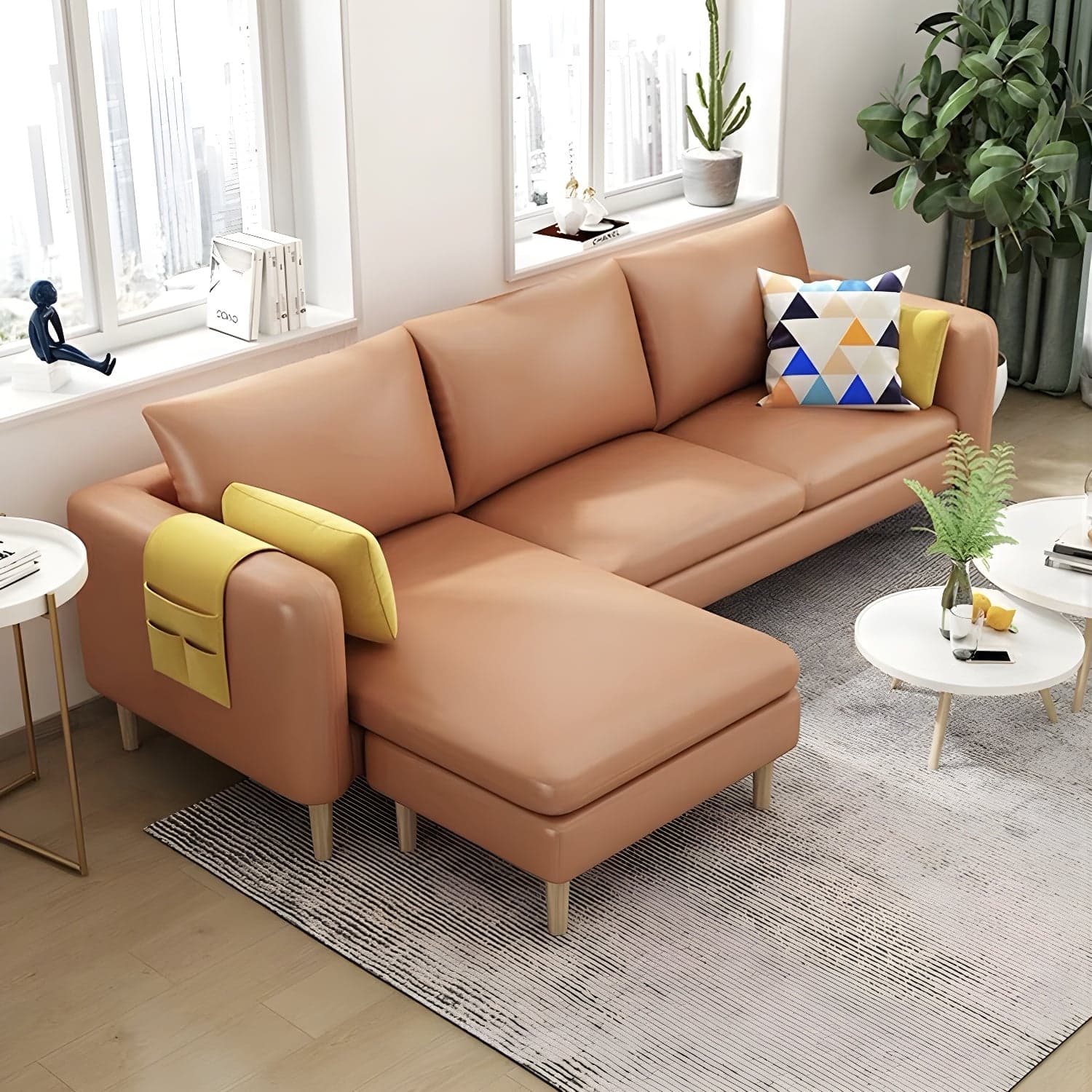 79.5" W L-Shaped Sectional Sofa with Square Arm and Bolster Pillows - image 14