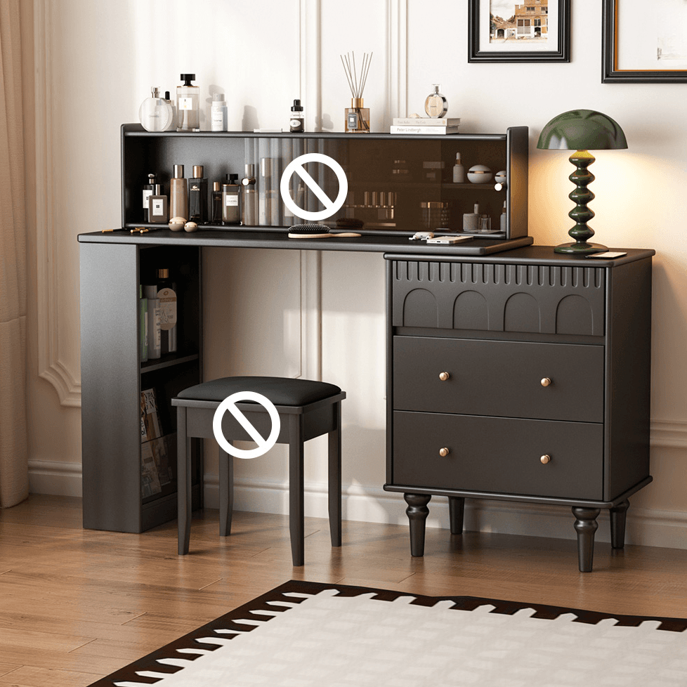 Simplistic Large Vanity Set/Makeup Vanity with Rubberwood Table Top, 4 Drawers/6 Drawers/2 Drawers, Scalable and No Suspension