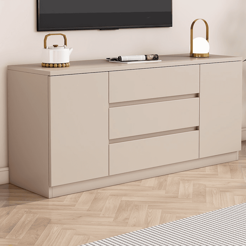 Wooden TV Stand with Shelf, 3 Drawers, Hutch, 2 Interior Shelves, and Cable Management - image 6