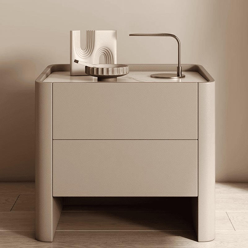 Stylish Drawer Storage Nightstand with 2 Drawers, Stone Countertop, and Leg - image 11