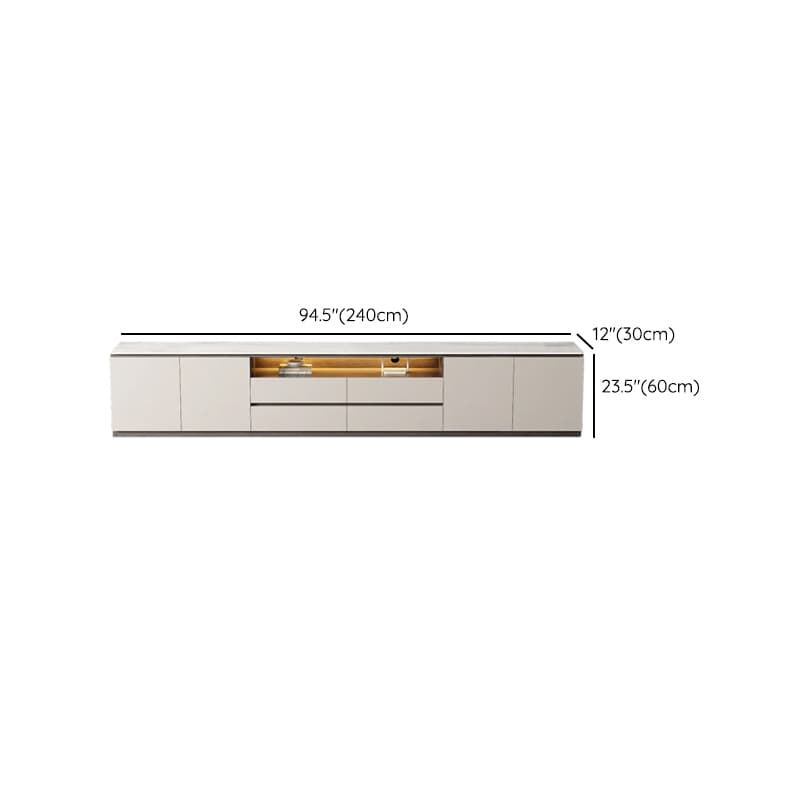 Beige Stone TV Stand with 4-Drawer, 2 Cabinets/4-Cabinet, Cable Management, Visible Storage and Light - image 15