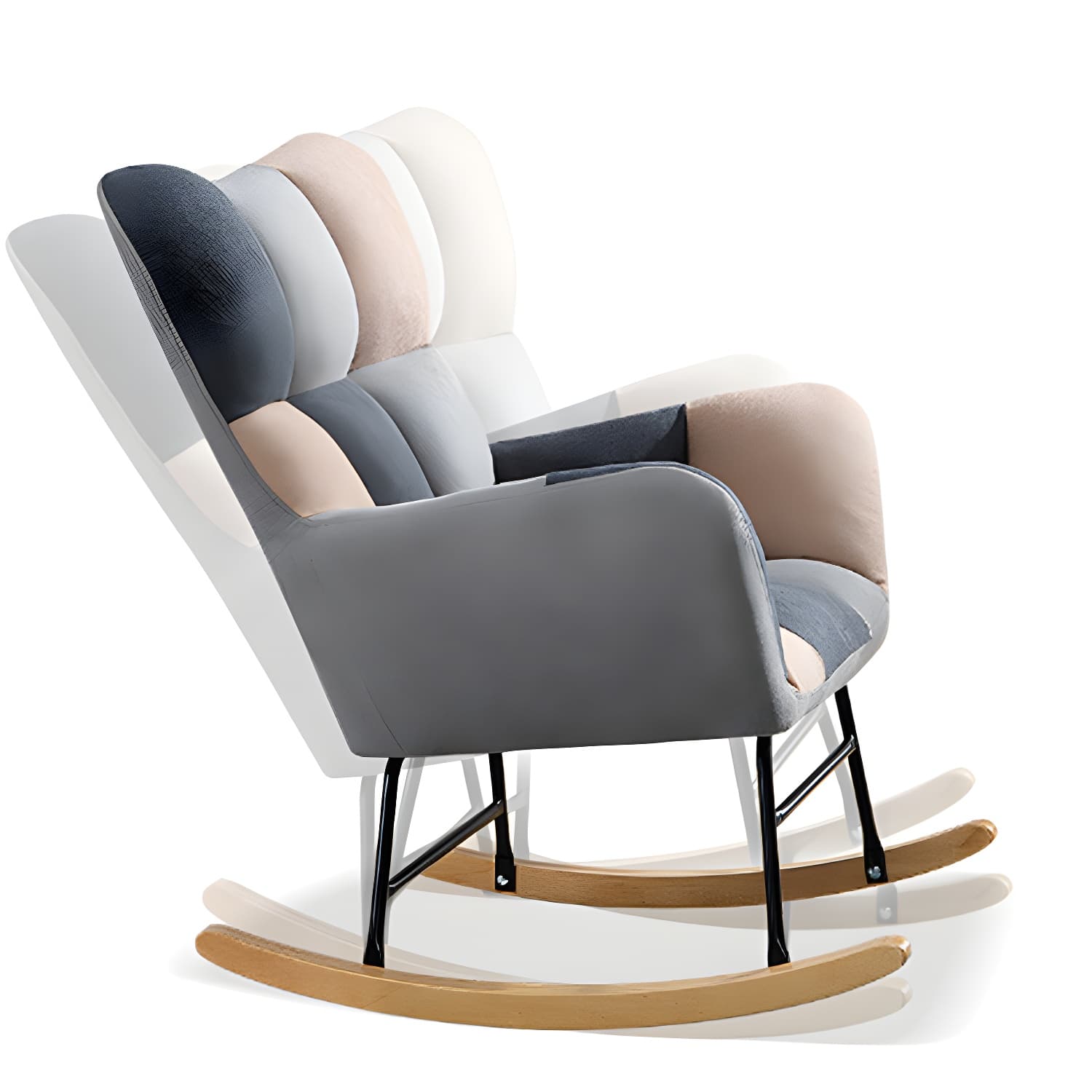Fabric Rocking Chair Color Panel Contemporary Tufted Cushions Rocker Chair with Ottoman - image 16