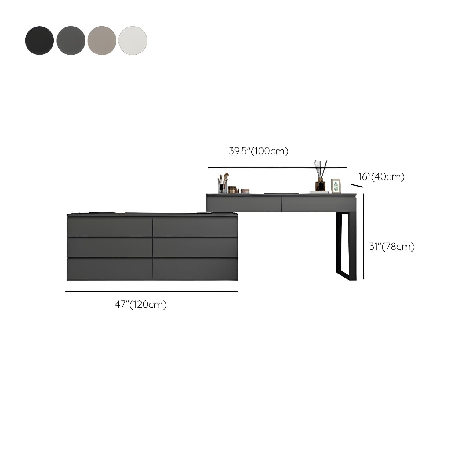 3-piece Vanity Table Set with LED Lighted Mirror Vanity Make Up Table/Stool Set - image 19