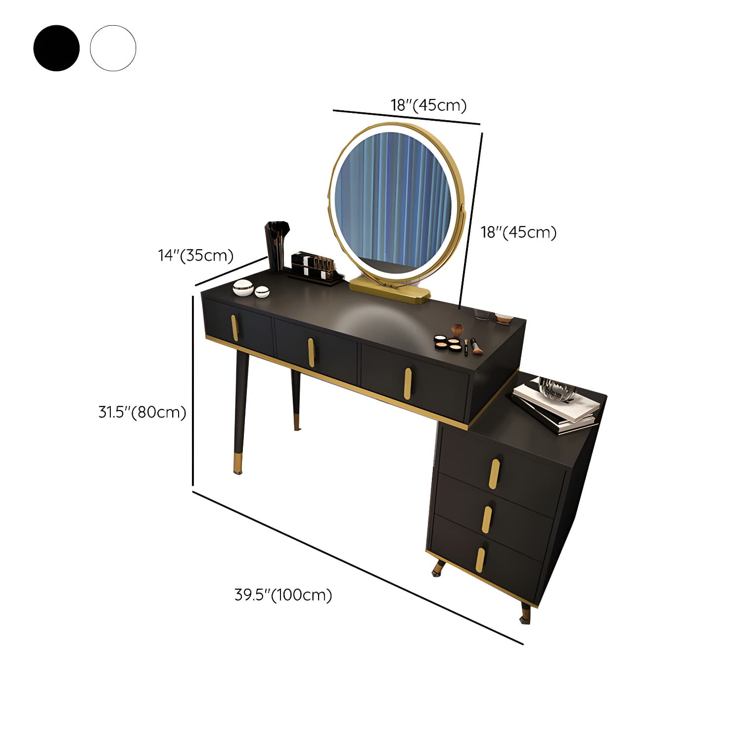 Contemporary Make-up Vanity with Wooden Top and Drawers for Bedroom - image 16