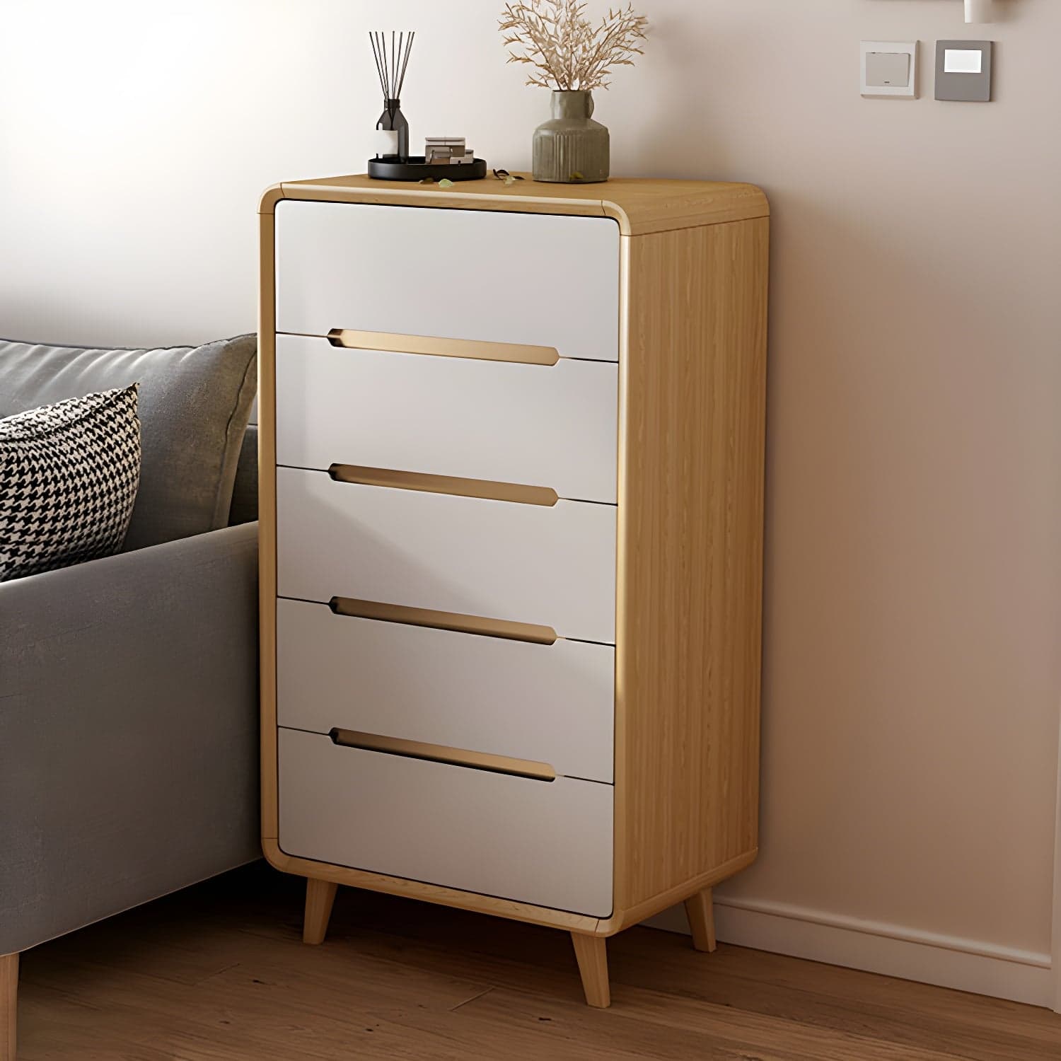Modern Solid Wood Dresser with Narrow Profile and Drawers in Natural Finish - image 3