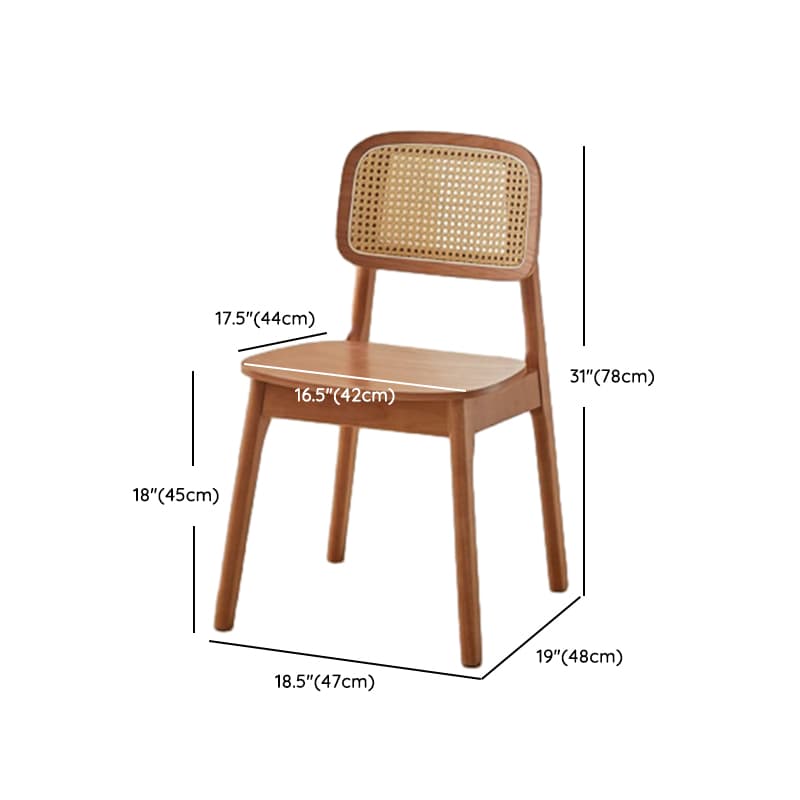 Leatherette/Wood/Rattan Entwined Balanced Armless Chair with Uncovered Back and Timber Legs in Sepia/Ink/Wood Color in a Scandinavian Style - image 26